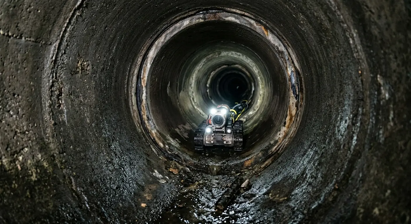 Robotic sewer camera inspecting pipe interior for Sewer Line Repair in South Milwaukee